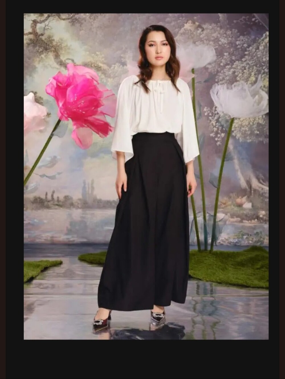 Cotton Voile Pleated Palazzo Pants